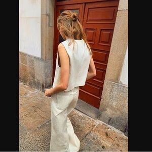 Zara Striped Wide-Leg Pants and matching vest